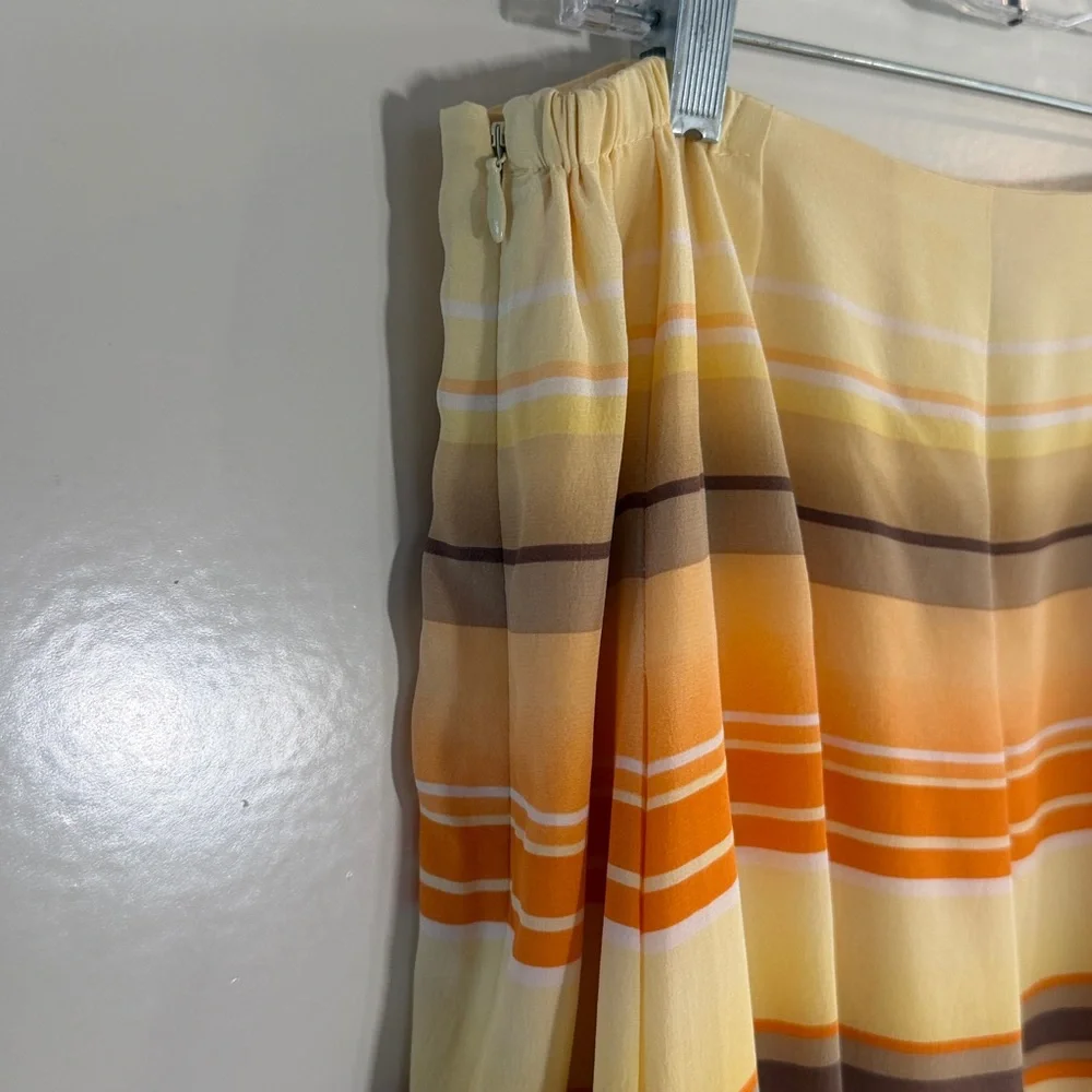 Talbots Women's 100% Silk Fully Lined Skirt Yellow/Orange/Brown Size 12W NWT
